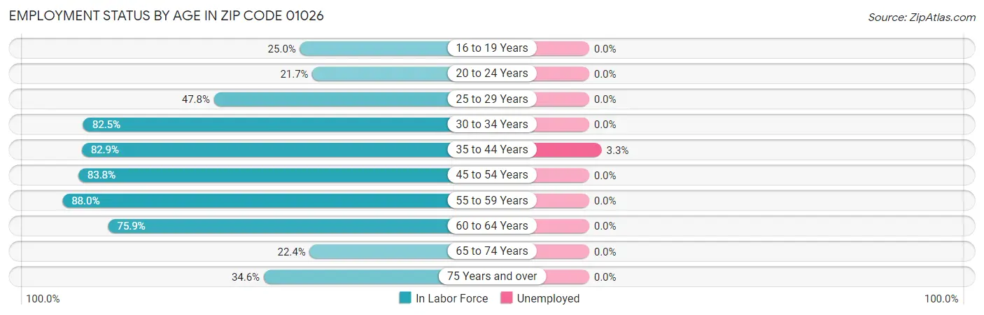 Employment Status by Age in Zip Code 01026