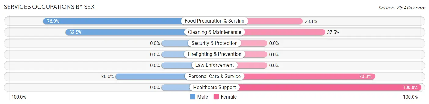 Services Occupations by Sex in Zip Code 01026