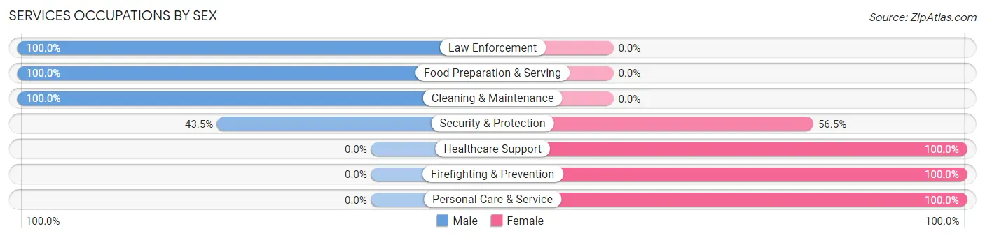 Services Occupations by Sex in Zip Code 01053