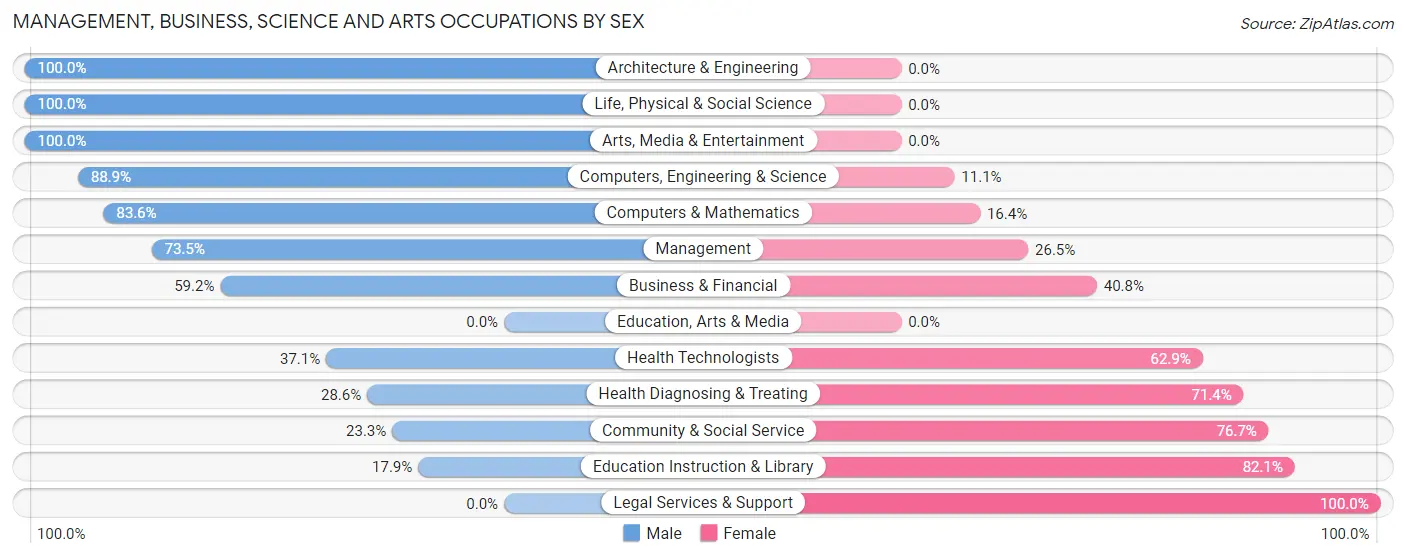 Management, Business, Science and Arts Occupations by Sex in Zip Code 01073