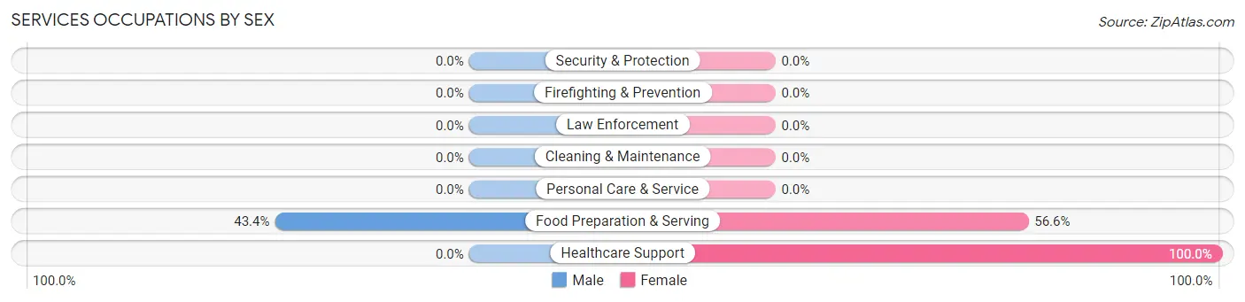 Services Occupations by Sex in Zip Code 01079