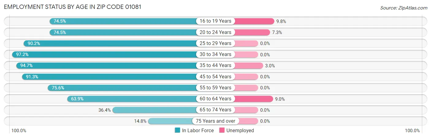 Employment Status by Age in Zip Code 01081