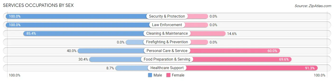 Services Occupations by Sex in Zip Code 01082