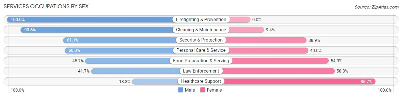 Services Occupations by Sex in Zip Code 01096