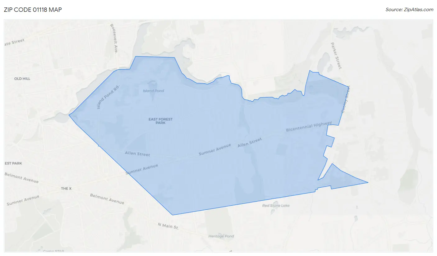 Zip Code 01118 Map