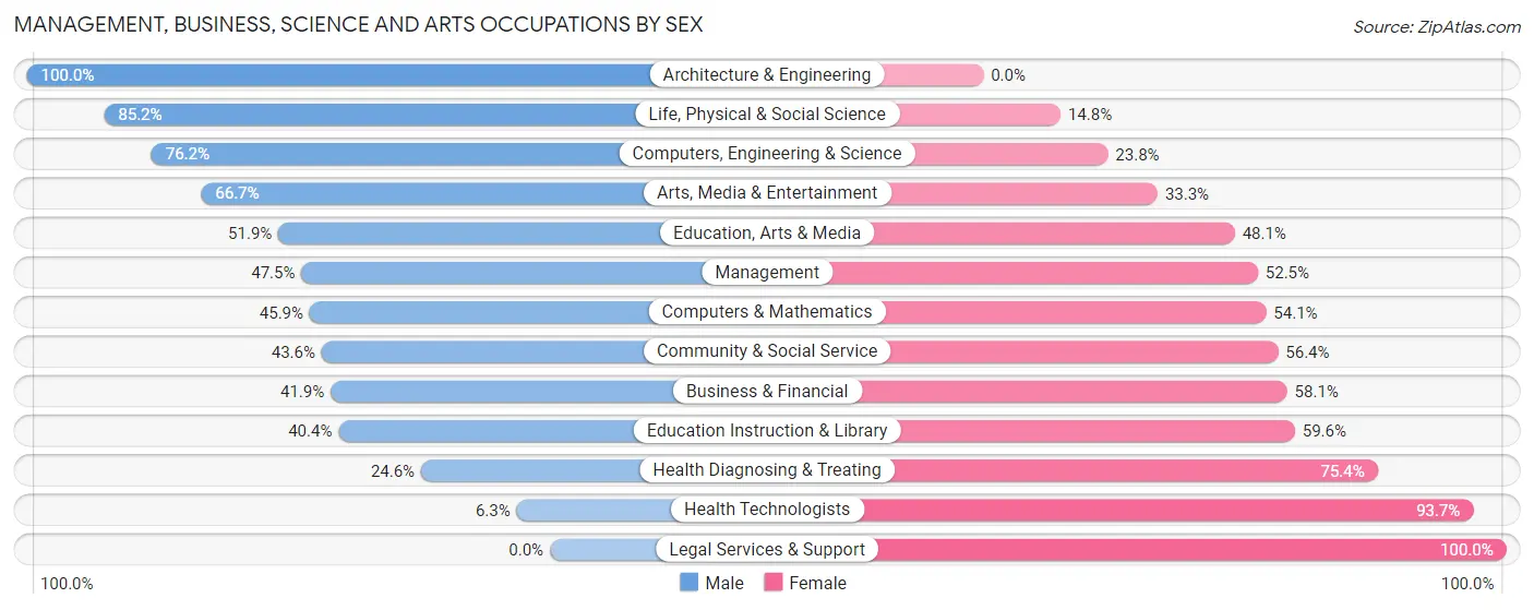 Management, Business, Science and Arts Occupations by Sex in Zip Code 01119