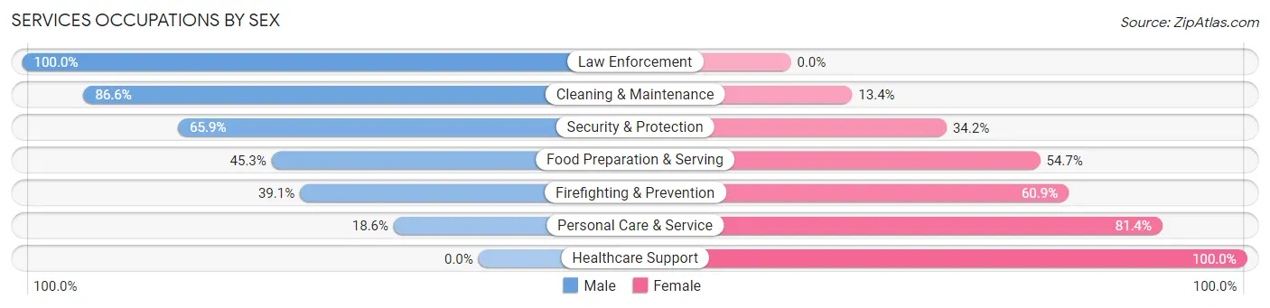 Services Occupations by Sex in Zip Code 01220