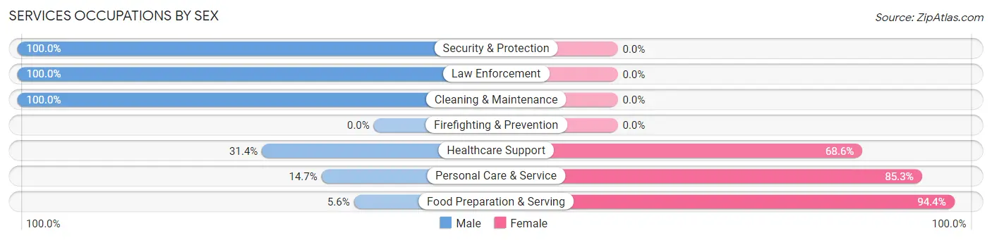 Services Occupations by Sex in Zip Code 01225