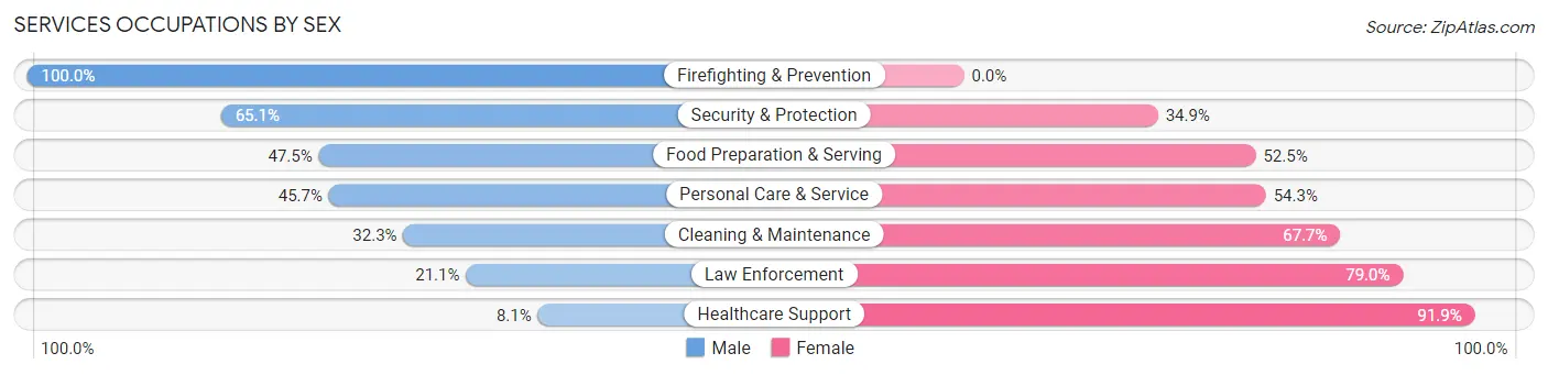 Services Occupations by Sex in Zip Code 01230