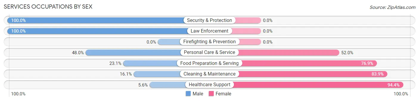 Services Occupations by Sex in Zip Code 01237