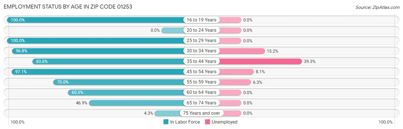 Employment Status by Age in Zip Code 01253