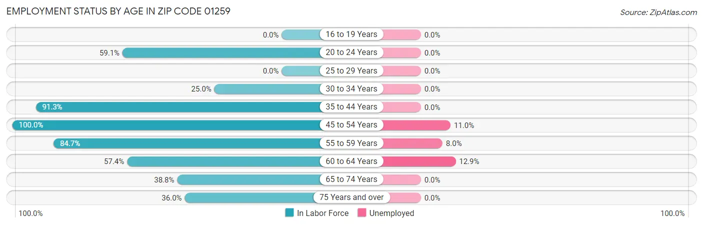 Employment Status by Age in Zip Code 01259