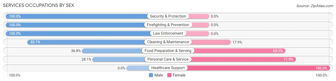 Services Occupations by Sex in Zip Code 01337