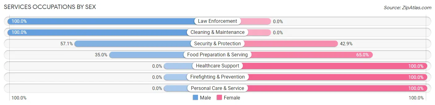 Services Occupations by Sex in Zip Code 01366
