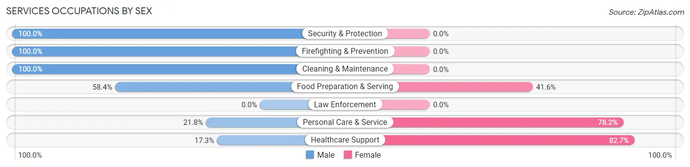 Services Occupations by Sex in Zip Code 01376