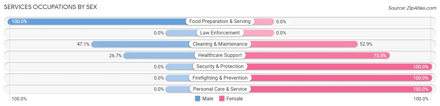 Services Occupations by Sex in Zip Code 01378