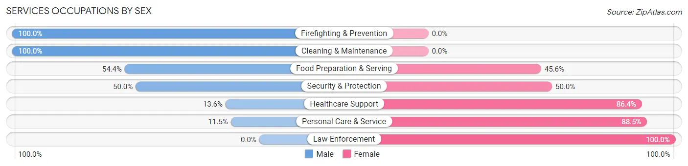 Services Occupations by Sex in Zip Code 01432