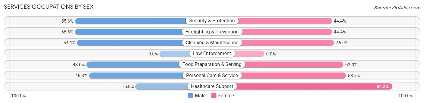 Services Occupations by Sex in Zip Code 01506