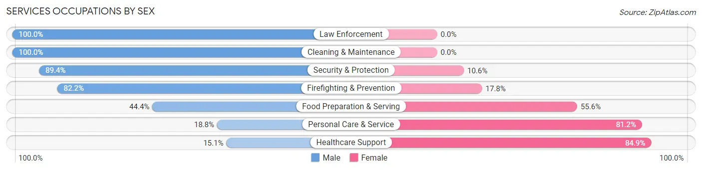 Services Occupations by Sex in Zip Code 01507