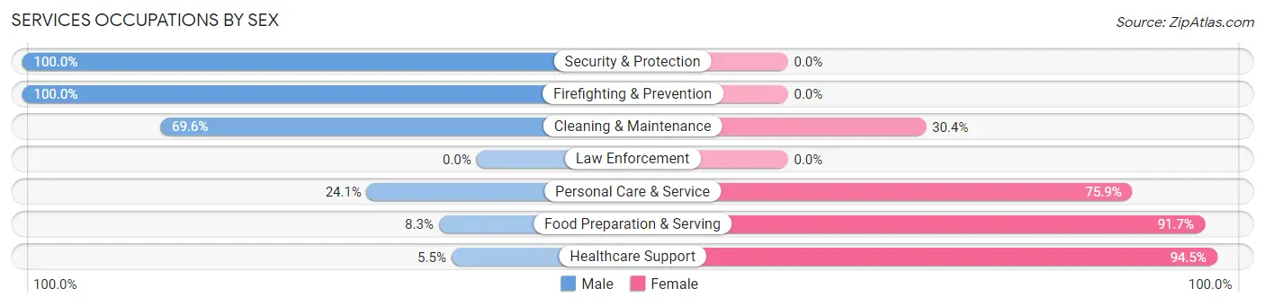 Services Occupations by Sex in Zip Code 01519