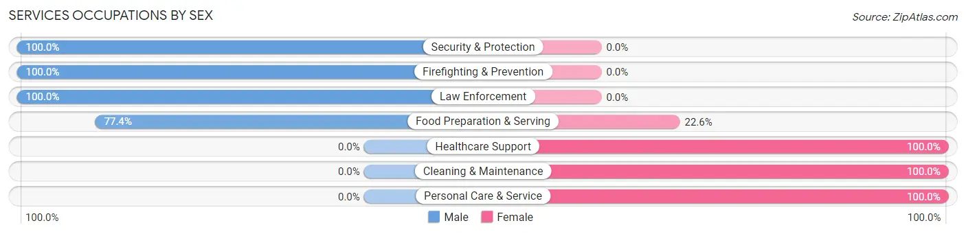Services Occupations by Sex in Zip Code 01522