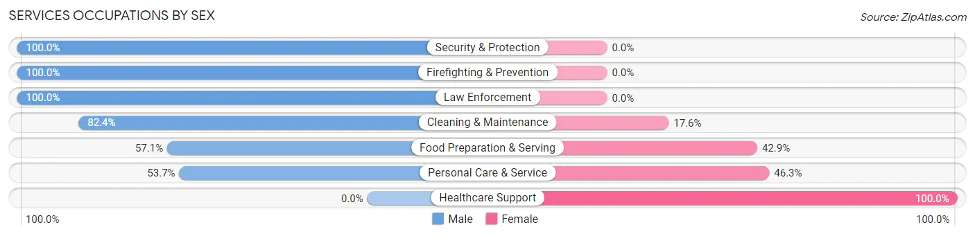 Services Occupations by Sex in Zip Code 01535