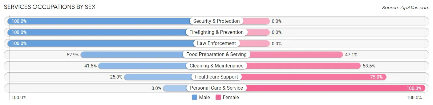 Services Occupations by Sex in Zip Code 01560