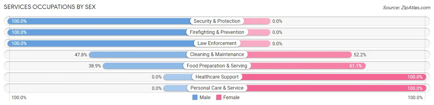 Services Occupations by Sex in Zip Code 01566