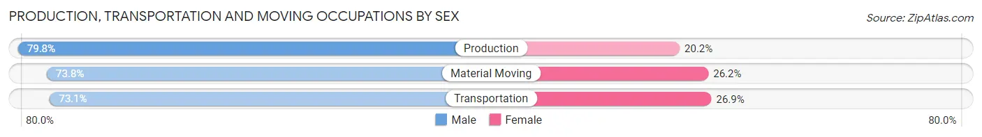 Production, Transportation and Moving Occupations by Sex in Zip Code 01569