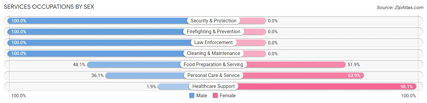 Services Occupations by Sex in Zip Code 01569