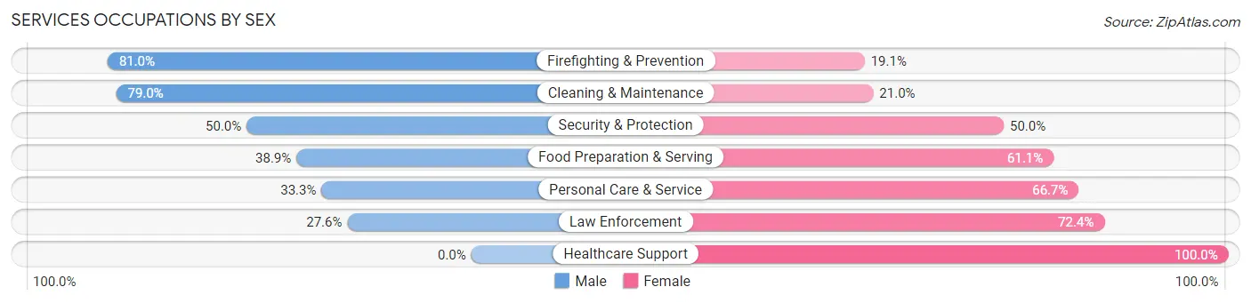 Services Occupations by Sex in Zip Code 01571