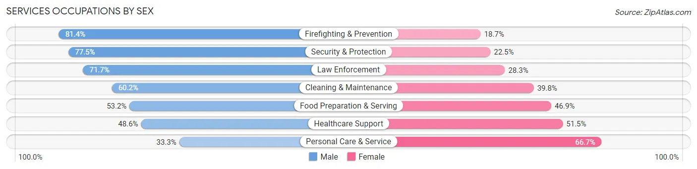 Services Occupations by Sex in Zip Code 01701