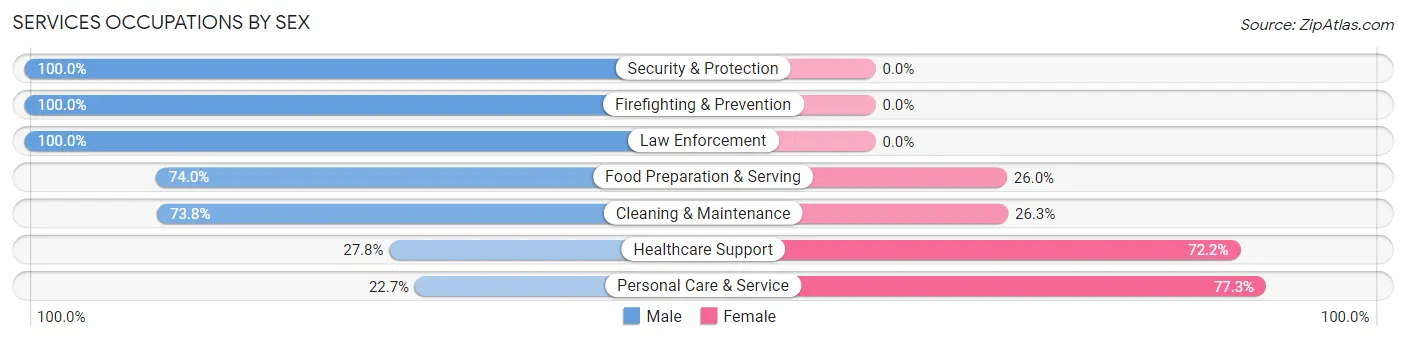 Services Occupations by Sex in Zip Code 01721