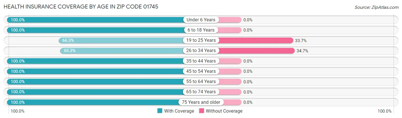 Health Insurance Coverage by Age in Zip Code 01745