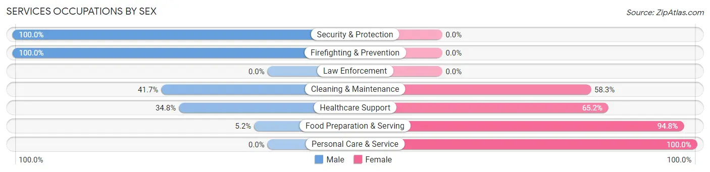 Services Occupations by Sex in Zip Code 01756