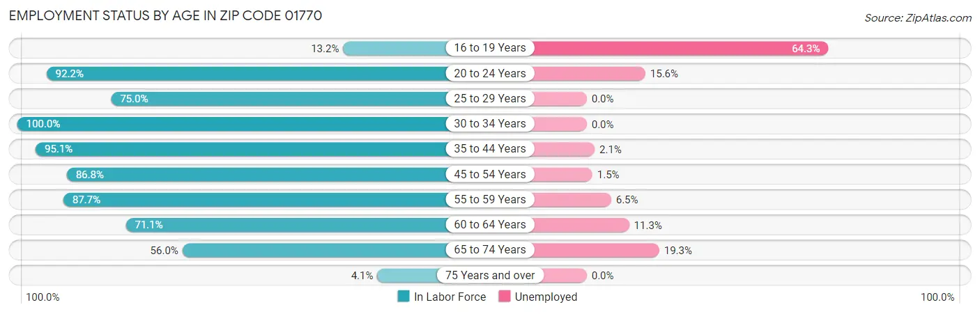 Employment Status by Age in Zip Code 01770