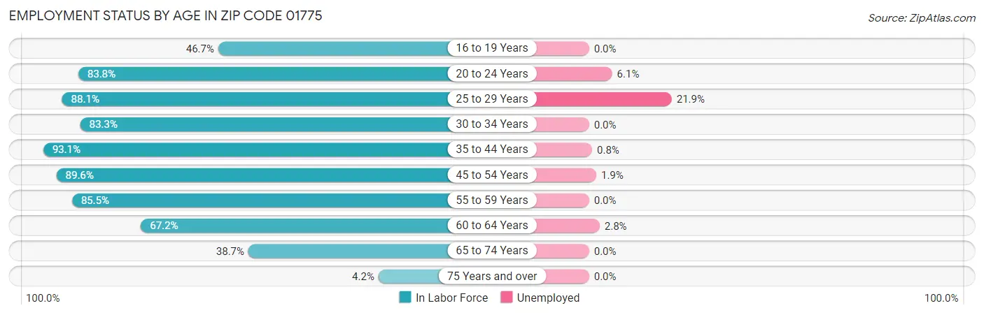 Employment Status by Age in Zip Code 01775
