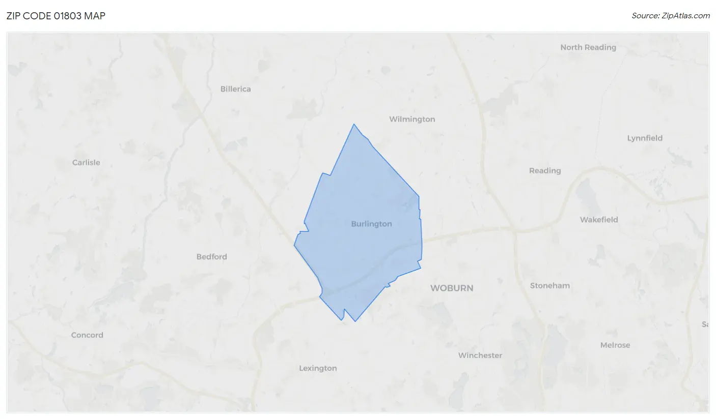 Zip Code 01803 Map