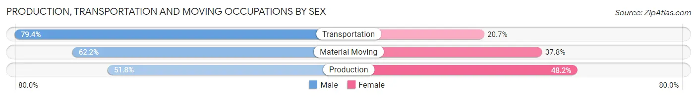 Production, Transportation and Moving Occupations by Sex in Zip Code 01821