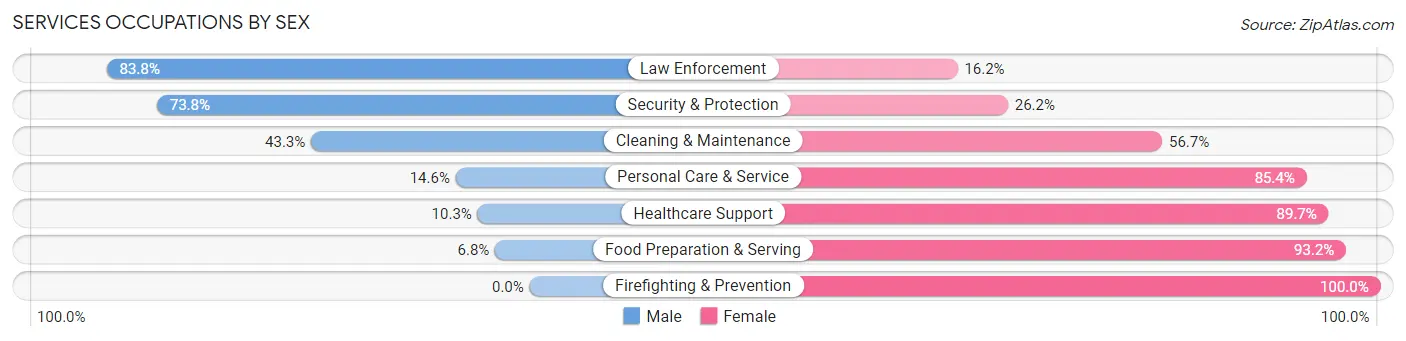 Services Occupations by Sex in Zip Code 01833