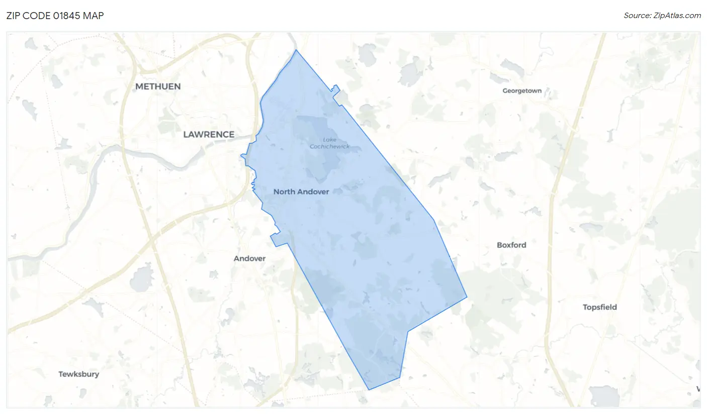 Zip Code 01845 Map