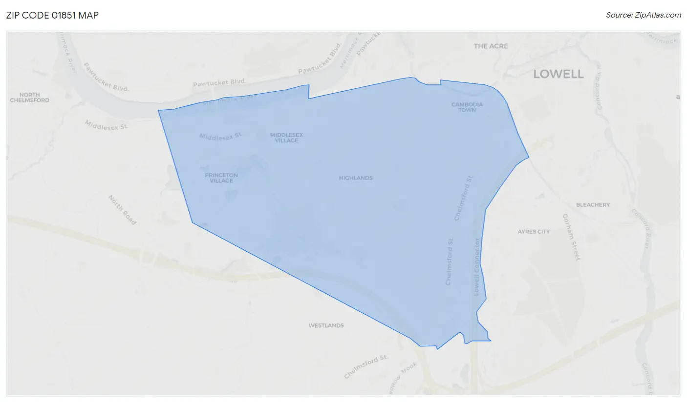 Zip Code 01851 Map