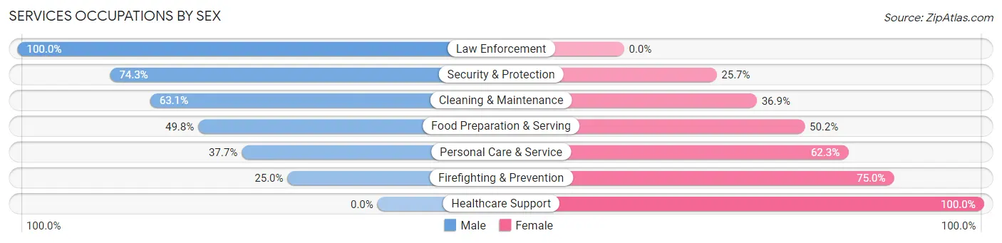 Services Occupations by Sex in Zip Code 01886