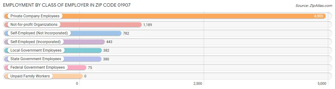 Employment by Class of Employer in Zip Code 01907