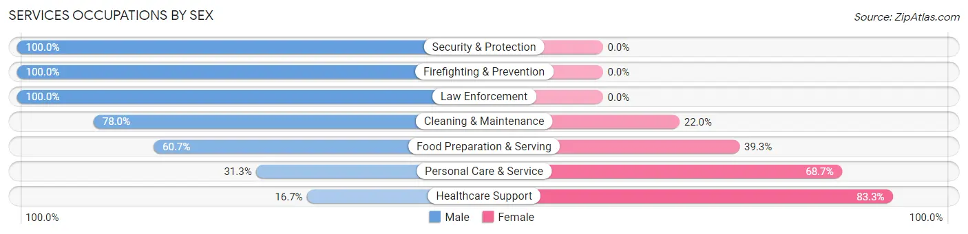 Services Occupations by Sex in Zip Code 01952