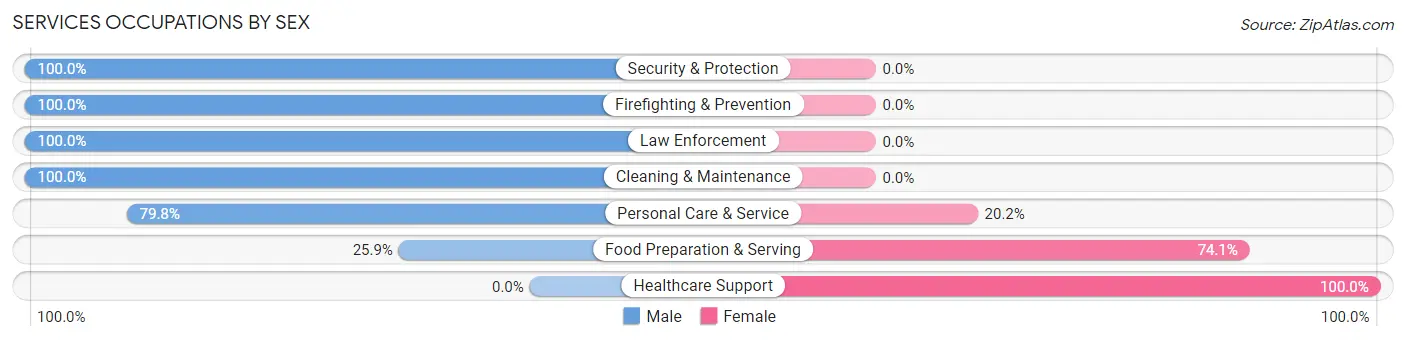 Services Occupations by Sex in Zip Code 02090