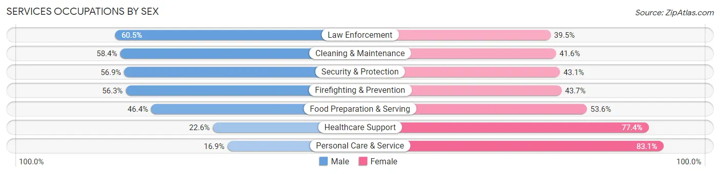 Services Occupations by Sex in Zip Code 02119