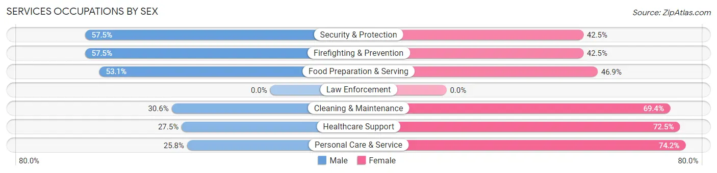 Services Occupations by Sex in Zip Code 02120