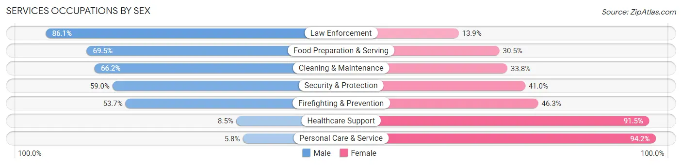 Services Occupations by Sex in Zip Code 02126