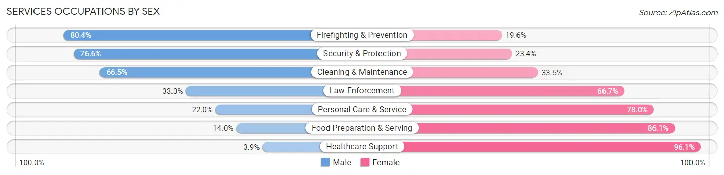 Services Occupations by Sex in Zip Code 02141